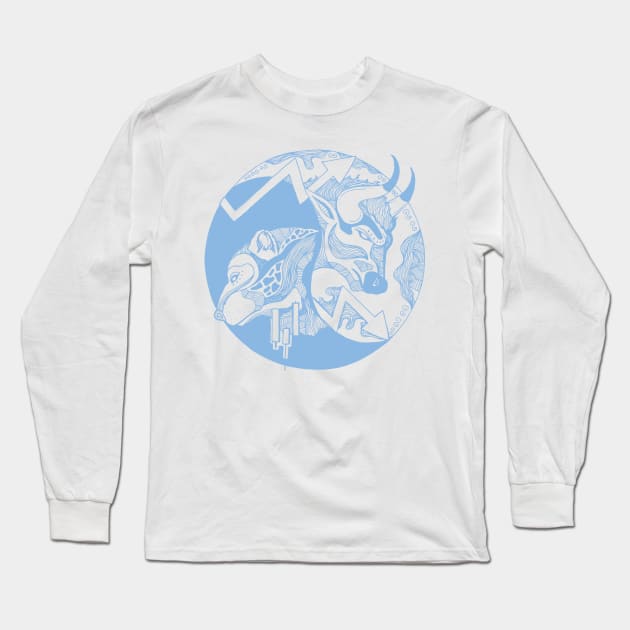 Light Blue Bull and Bear Long Sleeve T-Shirt by kenallouis